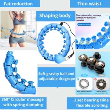 NewTrend Weighted Smart Hula Hoops for Adults Weight Loss Infinity Hoola Hoop Plus Size 24 Detachabl...