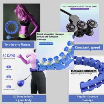 NewTrend Weighted Smart Hula Hoops for Adults Weight Loss Infinity Hoola Hoop Plus Size 24 Detachable KnotWaist Massage & Fat Burning Women Fitness Abdomen Exercise for Adults Kids & Beginners (Blue)