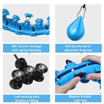 NewTrend Weighted Smart Hula Hoops for Adults Weight Loss Infinity Hoola Hoop Plus Size 24 Detachable KnotWaist Massage & Fat Burning Women Fitness Abdomen Exercise for Adults Kids & Beginners (Blue)