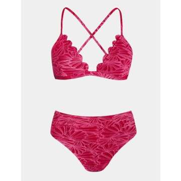 CUPSHE High Waisted Bikini Set for Women in Fuchsia Red
