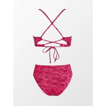 CUPSHE High Waisted Bikini Set for Women in Fuchsia Red
