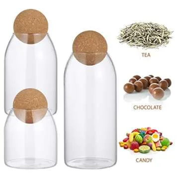 BESTonZON Clear Glass Storage Jar Set for Kitchen Elegance