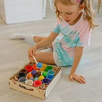 Ulanik Montessori Balls in Cups for Learning Color Sorting