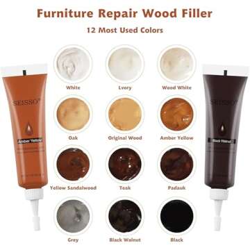 SEISSO Wood Repair Kit Wood Touch up Paint Restore Any Wood Furniture Wood Stain, 12 Colors Cover Su...