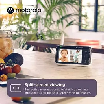 Motorola PIP1510 - Dual 5" Screen Camera & Video Baby Monitor W/App Connectivity, Two-Way Audio & 1000ft Range - Split Screen Viewing, Remote Pan-Tilt-Zoom, Room Temp, & Lullabies