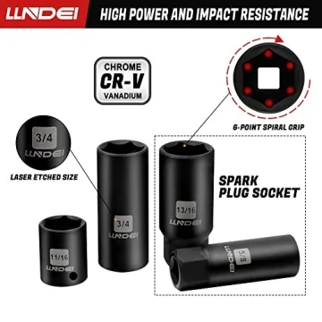 LLNDEI Impact Socket Set with Adapters and Ratchet Handle