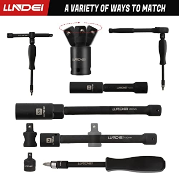 LLNDEI Impact Socket Set with Adapters and Ratchet Handle