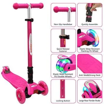 ChromeWheels Deluxe Kid's Kick Scooter with Adjustable Height