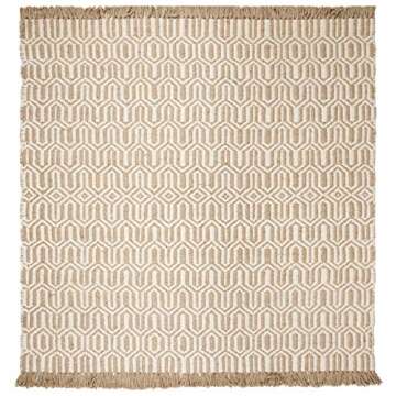 SAFAVIEH Natural Fiber Collection Area Rug - 8' x 10', Natural & Ivory, Handmade Boho Farmhouse Frin...