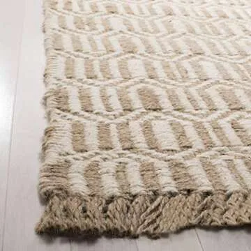 SAFAVIEH Natural Fiber Collection Area Rug - 8' x 10', Natural & Ivory, Handmade Boho Farmhouse Fringe Jute, Ideal for High Traffic Areas in Living Room, Bedroom (NF184A)