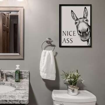 Heiple Framed Bathroom Art Bathroom Wall Decor Farmhouse Home Bathroom Decor Sets Vintage Funny Wal...