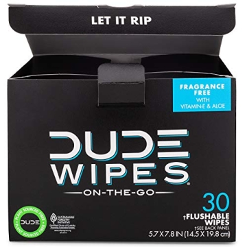 DUDE Wipes - Flushable Wet Wipes for Adults - 30 Count
