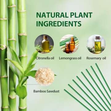 KICKOUTOR Mosquito Repellent Outdoor Patio 120 PCS Citronella Oil Mosquito Incense Sticks Natural Organic Mosquito Barrier Mosquito Repeller for Backyard Travel Camping Indoors Gnat Mosquito Control