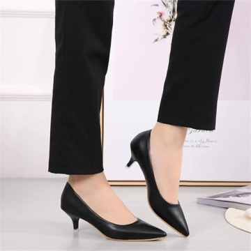 Stylish Black Pointed Toe Low Heel Pumps for Women