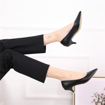 Stylish Black Pointed Toe Low Heel Pumps for Women