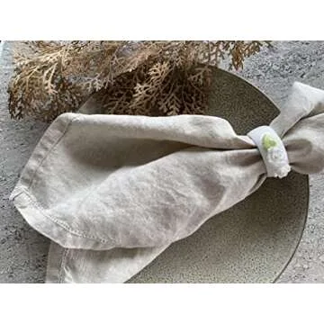 Hemstitched Linen Napkins – 20 Inch x 20 Inch – Stonewashed Pure Linen Cloth Dinner Napkins with Mitered Corners - 100% French Flax – Machine Washable - Set of 4 (Natural Oatmeal)