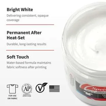 Speedball, 4563, Fabric Screen Printing Ink, 8 Fl oz., White