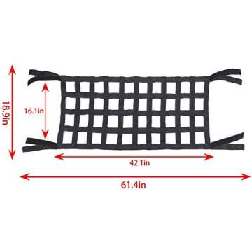Mesh Cargo Net Hammock Roof Top Netting Hammock for Jeep Wrangler YJ TJ JK JKU JL JLU JT & Gladiator...