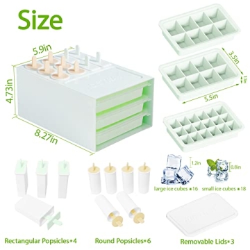 MeXYZ DIY Popsicle Mold & Ice Cube Tray Set for Kids