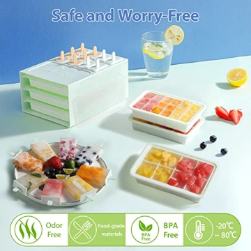 MeXYZ DIY Popsicle Mold & Ice Cube Tray Set for Kids