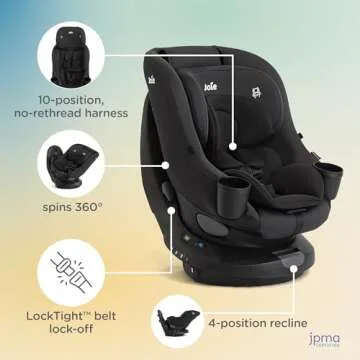 Joie Chili Spin 360 2-in-1 Rotating Convertible Car Seat with a 360 Spin and Easy Installation - Latch and Vehicle Belt Installation (Shale)