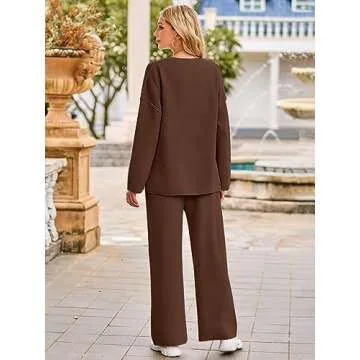 Cozy MEROKEETY Women's 2 Piece Leisure Set in Coffee