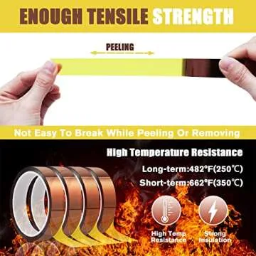 MEBMIK 4 Rolls 20mm x33m (108ft) High Temperature Heat Resistant Tape Heat Transfer Tape for Heat Sublimation Press No Residue and Heat Transfer Vinyl