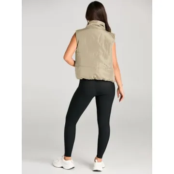 AUTOMET Women's Lightweight Cropped Puffer Vest with Pockets