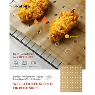 Katbite Air Fryer Parchment Paper Liners 180cs Airfryer Liners Disposable 9x11 Inch Perforated Parchment Paper Sheets Basket Liner Accessories For Toaster oven,Air Fryer, Fit Cuisinart, Ninja Foodi