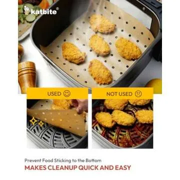 Katbite Air Fryer Parchment Paper Liners 180cs Airfryer Liners Disposable 9x11 Inch Perforated Parchment Paper Sheets Basket Liner Accessories For Toaster oven,Air Fryer, Fit Cuisinart, Ninja Foodi