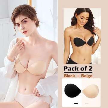 Super Sticky Push Up Adhesive Bra Invisible Strapless Backless Lifting Bra for Women with Nipple Pas...