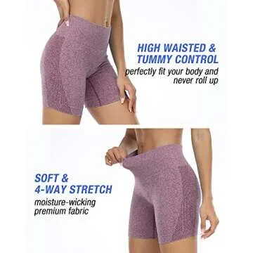 NORMOV Seamless Workout Shorts Women,High Waist Spandex Gym Shorts,Tummy Control Yoga Shorts