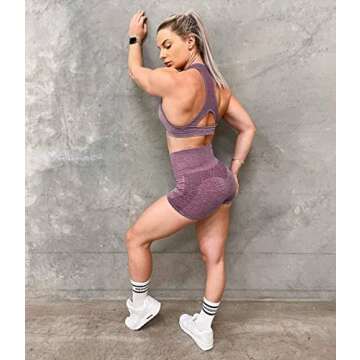 NORMOV Seamless Workout Shorts Women,High Waist Spandex Gym Shorts,Tummy Control Yoga Shorts