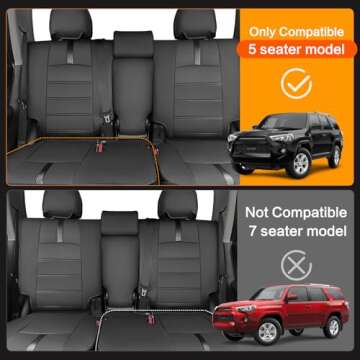 Seat Covers for Toyota 4Runner 2011-2024, (5 Seats Only) Full Set Full Coverage Waterproof Leather Seat Covers for 4Runner 2012 2013 2014 2015 2016 2017 2018 2019 2020 2021 2022 2023 Accessories