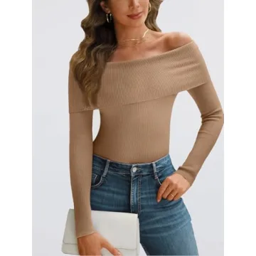 LILLUSORY Womens Stylish Off-Shoulder Sweater for Fall