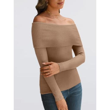 LILLUSORY Womens Stylish Off-Shoulder Sweater for Fall
