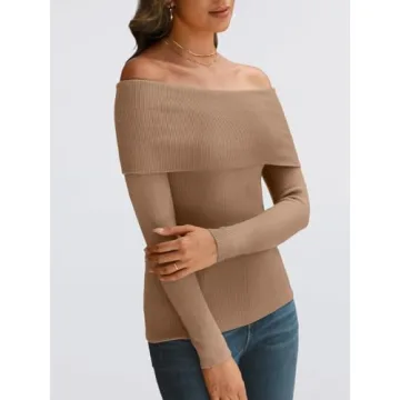 LILLUSORY Womens Stylish Off-Shoulder Sweater for Fall