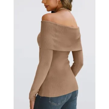 LILLUSORY Womens Stylish Off-Shoulder Sweater for Fall