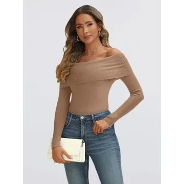 LILLUSORY Womens Stylish Off-Shoulder Sweater for Fall