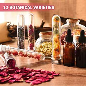 COYMOS Dried Flowers and Herbs 100% Natural Dry Flowers for Candle Making, Resin Jewelry, Bath Bombs - Contains Mint Leaves, Calendula, Hibiscus, Lemon Slices etc. (12 Botanical Varieties Total)