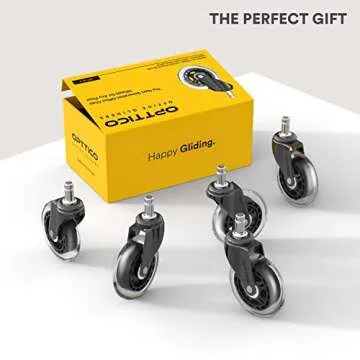 Office Chair Caster Wheels Replacement - Set of 5 Hardwood Floor Chair Wheels - No Chair Mat Needed ...