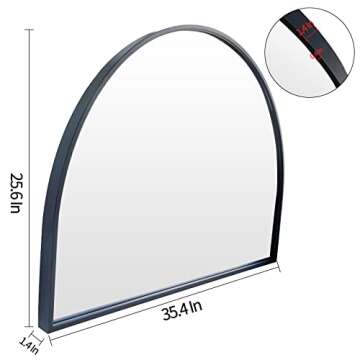 WAMIRRO Minimalist Black Arched Mirror for Elegant Home Decor, 26"X36"