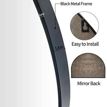 WAMIRRO Minimalist Black Arched Mirror for Modern Spaces