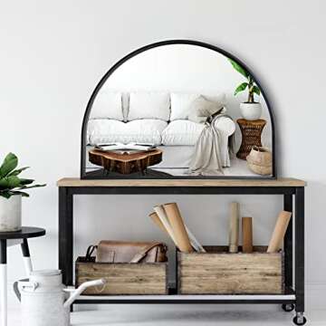 WAMIRRO Minimalist Black Arched Mirror for Modern Spaces