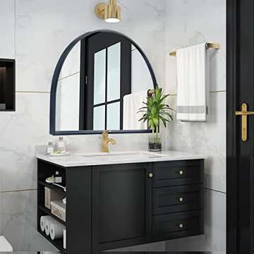 WAMIRRO Minimalist Black Arched Mirror for Modern Spaces