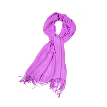 Sakkas Large Soft Silky Pashmina Shawl Wrap Scarf in Solid Colors - Violet