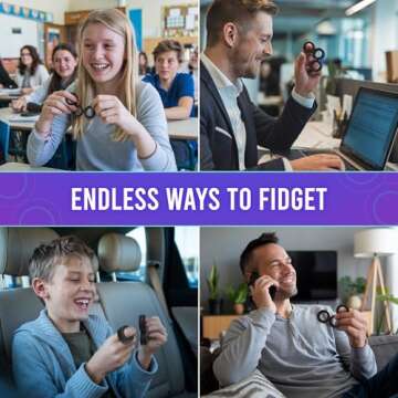 BUNMO Magnetic Rings - Fidget Toys Adults - Magnetic Fidget Rings - Endless Hours of Fun - Spin, Connect & Play - Addictive Fidget Toy for Boys & Girls - Great Teen Gift - Black