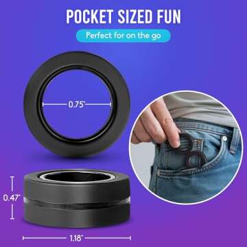 BUNMO Magnetic Rings - Fidget Toys Adults - Magnetic Fidget Rings - Endless Hours of Fun - Spin, Connect & Play - Addictive Fidget Toy for Boys & Girls - Great Teen Gift - Black