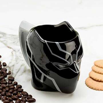 Zak Designs Black Panther 3D Ceramic Coffee Mug, 11 oz.