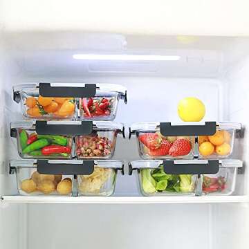 DAS TRUST 5 Pack 36oz Food Storage Containers 2 Compartments Glass Meal Prep Containers with Lids for Adult Food Prep Containers with Divider Reusable Lunch Bento Box Bowl